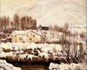 亚历山大阿尔特曼 - Cottages in a Snowy Landscape